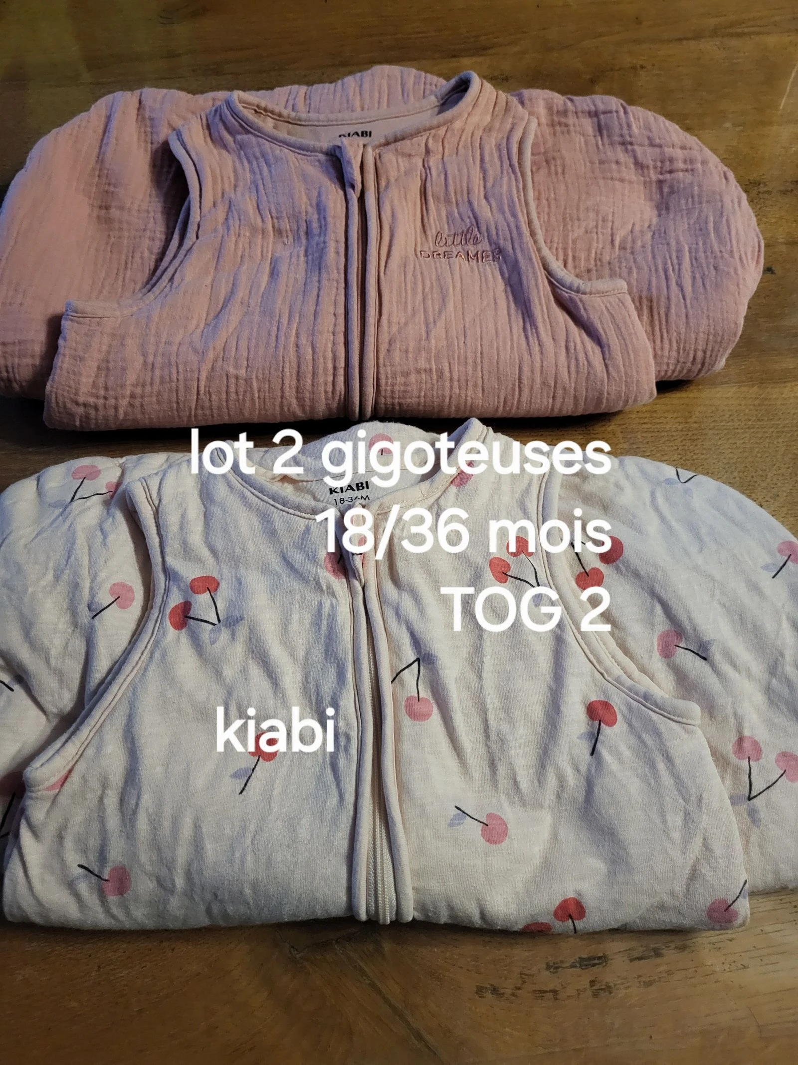 Lot 2 gigoteuses sans manche 18/36 mois